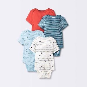 Baby Boys' 4pk Sweet Seaside Short Sleeve Bodysuit - Cloud Island™ Blue